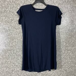 Bobeau Navy Blue Raglan Short Sleeve Tunic Length Top - Size Petite Small (PS)